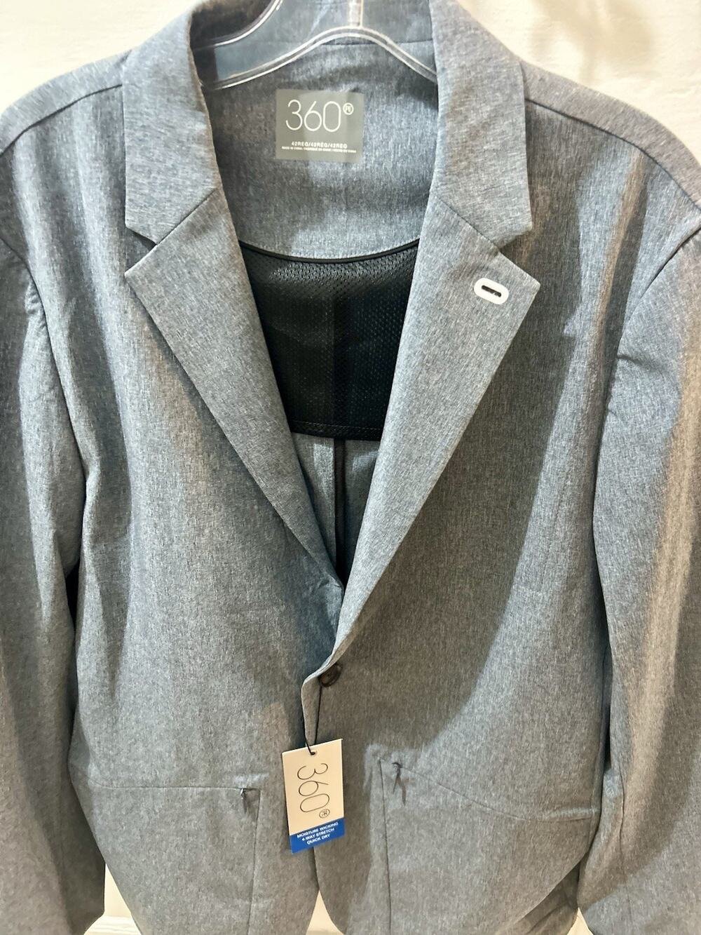 Nwt Perry Ellis 360 42r Comfort Stretch Blazer Grey Blue Modern Fit $375